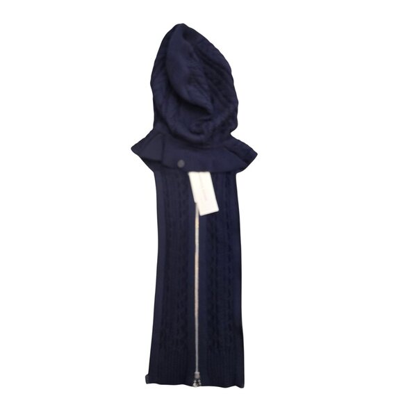Veronica Beard NWT Navy Blue Dickey Hooded Zip Cable Knit Sweater Fall 00 - 14 - Picture 3 of 5